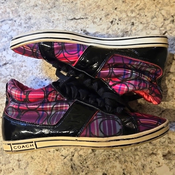 Coach Finch High Top Pink Plaid Sneaker - Picture 8 of 12
